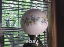 Stunning Fancy 28 Brass Converted To Electric 3 Way Antique GWTW Table Lamp