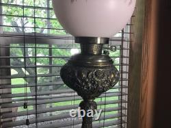 Stunning Fancy 28 Brass Converted To Electric 3 Way Antique GWTW Table Lamp