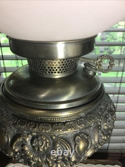 Stunning Fancy 28 Brass Converted To Electric 3 Way Antique GWTW Table Lamp