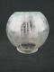 Stunning Fully Etched Glass Globe Duplex Oil Lamp Shade Green Tinted Rim