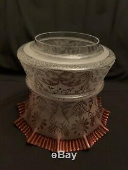 Stunning Glass Acid Etched Tulip Duplex Oil Lamp Shade 4 Fitter