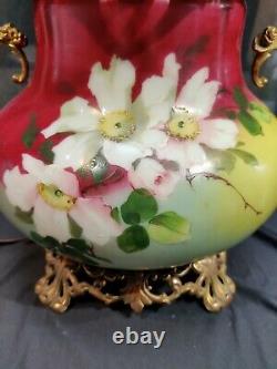 Stunning Hand painted Victorian antique Gone with the Wind GWTW parlor oil lamp