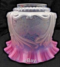 Stunning Original Art Nouveau Pink Opalescent Duplex Oil Lamp Shade