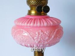 Stunning Victorian Duplex Oil Lamp Cranberry Shade With Frilled Top