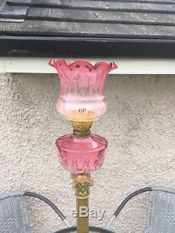 Stunning Victorian cranberry oil lamp shade