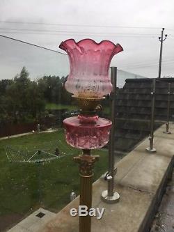 Stunning Victorian cranberry oil lamp shade