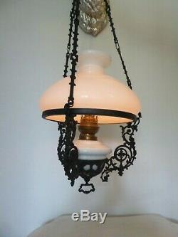 Stunning Vintage antique hanging oil lamp with Royal Brenner burner