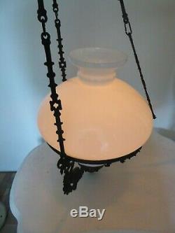 Stunning Vintage antique hanging oil lamp with Royal Brenner burner