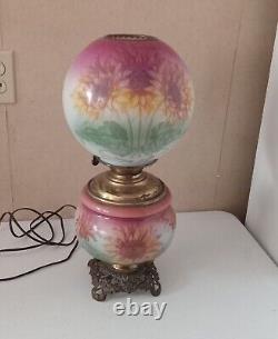 Sunflower one of a kind Gone With The Wind Oil Lamp Success Converted WORKS