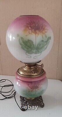 Sunflower one of a kind Gone With The Wind Oil Lamp Success Converted WORKS