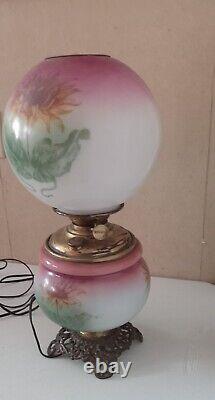 Sunflower one of a kind Gone With The Wind Oil Lamp Success Converted WORKS