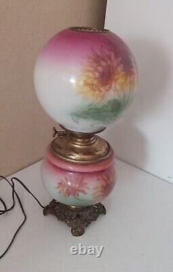 Sunflower one of a kind Gone With The Wind Oil Lamp Success Converted WORKS