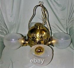 Super Rare Angle Lamp Co. Ny Quad Burner Oil Lamp In Excellent Condition