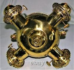 Super Rare Angle Lamp Co. Ny Quad Burner Oil Lamp In Excellent Condition