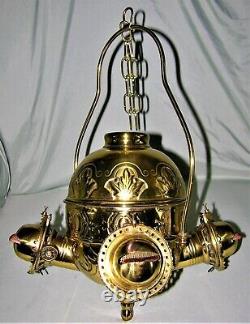 Super Rare Angle Lamp Co. Ny Quad Burner Oil Lamp In Excellent Condition