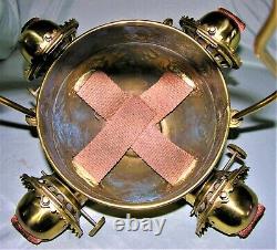 Super Rare Angle Lamp Co. Ny Quad Burner Oil Lamp In Excellent Condition