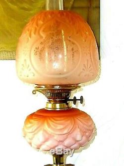 Superb Complete Victorian Satin Glass Duplex Oil Lamp