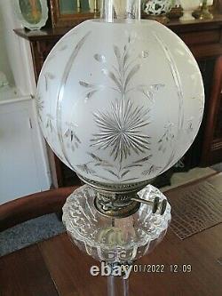 Superb Osler Cut Glass Antique Oil Lamp & Shade Complete