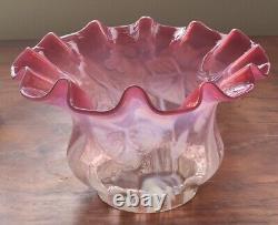 Superb Small Antique Vaseline & Cranberry Oil Lamp Shade