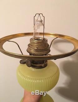 THREE Antique 1938 Aladdin Vertique Moonstone Oil Lamps