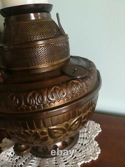 The Pittsburgh Mammoth 1800s Antique Center Draft Victorian Brass Oil Lamp
