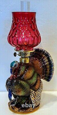 Turkey Miniature Figural Lamp, Antique, Excellent Condition Complete, Sitzendorf