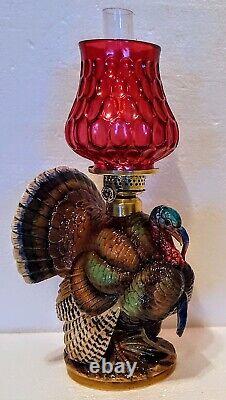 Turkey Miniature Figural Lamp, Antique, Excellent Condition Complete, Sitzendorf