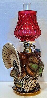 Turkey Miniature Figural Lamp, Antique, Excellent Condition Complete, Sitzendorf