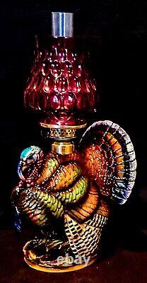 Turkey Miniature Figural Lamp, Antique, Excellent Condition Complete, Sitzendorf