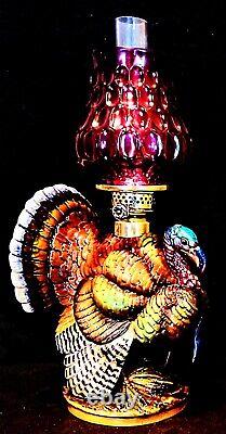 Turkey Miniature Figural Lamp, Antique, Excellent Condition Complete, Sitzendorf