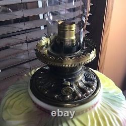 Unique AMAZING Antique Multi Color Oil Converted To Electric Lamp 27 1/2