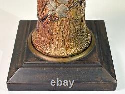 Unique Antique Tabletop Oil Lamp with Orante Floral Tree Design Circa 1900 ORIG