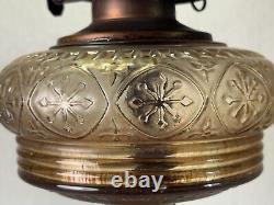 Unique Antique Tabletop Oil Lamp with Orante Floral Tree Design Circa 1900 ORIG