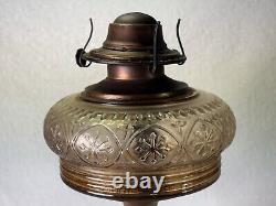Unique Antique Tabletop Oil Lamp with Orante Floral Tree Design Circa 1900 ORIG