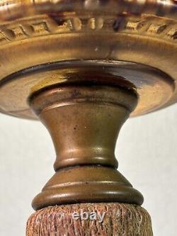 Unique Antique Tabletop Oil Lamp with Orante Floral Tree Design Circa 1900 ORIG