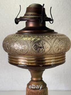 Unique Antique Tabletop Oil Lamp with Orante Floral Tree Design Circa 1900 ORIG