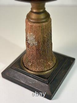Unique Antique Tabletop Oil Lamp with Orante Floral Tree Design Circa 1900 ORIG