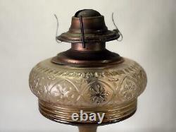 Unique Antique Tabletop Oil Lamp with Orante Floral Tree Design Circa 1900 ORIG