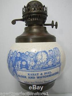 Unique Old Advertising Store Display Oil Lamp Karat & Dial Clock and Watchmakers