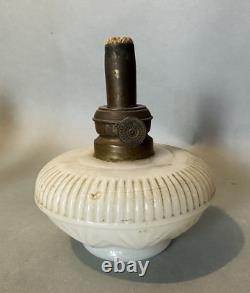 Unusual Antique Embossed Glass Oil Lamp Font