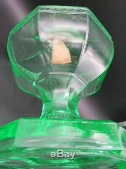 Uranium Glass 8 Paneled Hefty Kerosene / Oil Wick Lamp Unique Antique