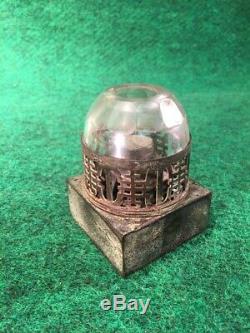 VERY RARE Antique 1700's Brass Opium Era Oil Lamp Original Cut Crystal Globe #C