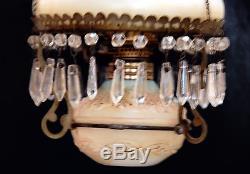 VERY RARE Antique VICTORIA Miniature Hanging Oil Lamp with Prisms, S1-248