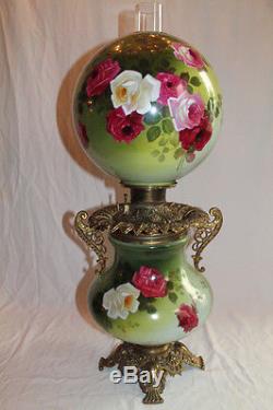 VERY RARE Gone with the Wind Banquet Oil Lamp Hand painted ROSES