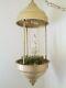 VERY RARE Vintage BIG 36x 14 Oil Rain Hanging Lamp Withboy & girl on swing