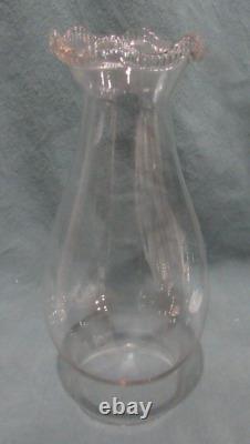 VICTORIAN ANTIQUE OPAQUE WHITE With BLUE STEM BLOWN STAND OIL LAMP