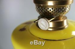 VICTORIAN Embossed Relief Yellow Glass Oil Lamp Shade + Base Column and Font