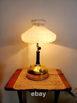 VINTAGE AKRON LAMP CO. OIL KEROSENE STYLE LAMP 19 with MILK GLASS SHADE