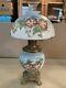 VINTAGE Antique 22 Oil TABLE LAMP GWTW BANQUET Parlor GLASS SHADE Hand Painted