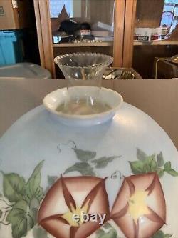 VINTAGE Antique 22 Oil TABLE LAMP GWTW BANQUET Parlor GLASS SHADE Hand Painted